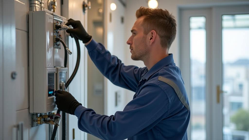 Technicien en train d’installer une borne électrique à Morne-à-l