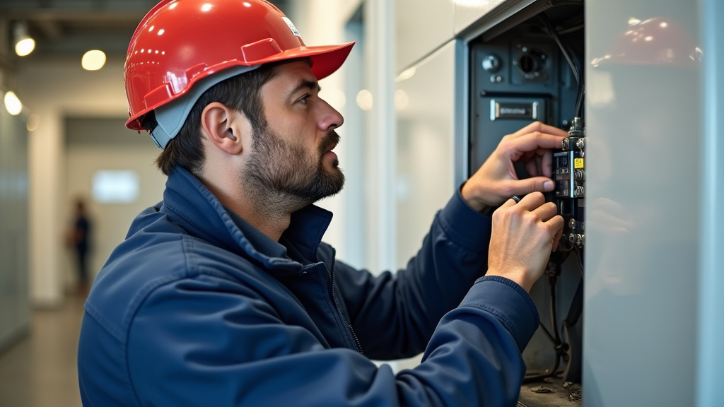 Technicien en train d’installer une borne électrique à Yvignac-la-Tour