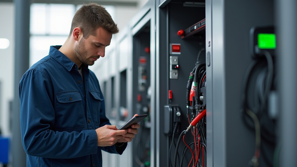 Technicien IRVE en train d’installer une borne de recharge à Chuelles