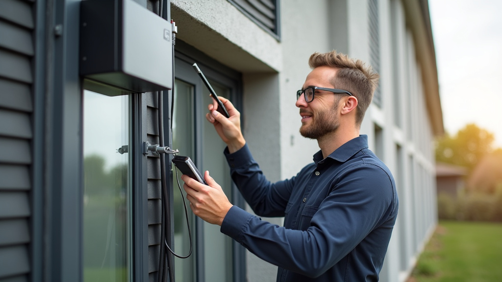 Technicien IRVE en train d’installer une borne de recharge à domicile à Saint-Amé