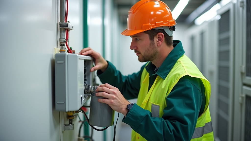 Technicien TP LEC en intervention pour installation d’une borne Green’Up à Artiguelouve