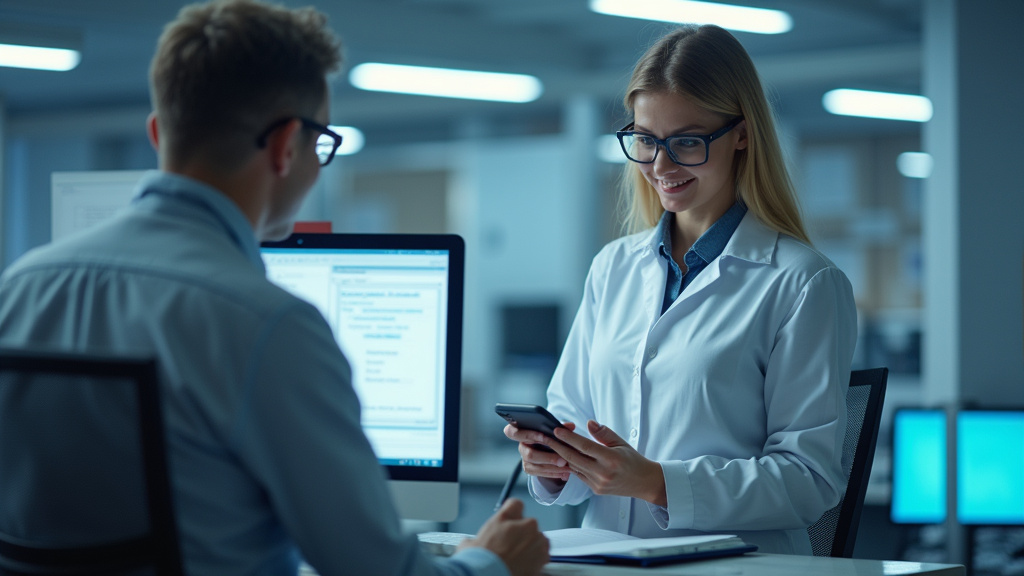 Technicien vérifiant la conformité d