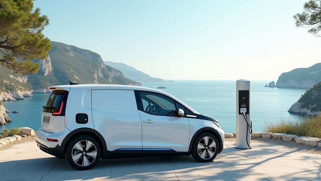 Véhicule électrique en recharge à Trets avec vue sur les calanques