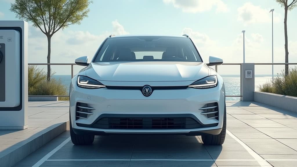 Voiture électrique en charge sur une borne installée à Landéan
