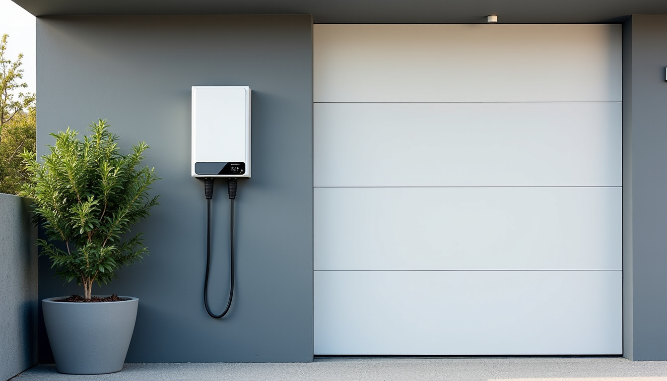 Borne de recharge 7,4 kW installée dans un garage à Dugny, câblage proprement réalisé