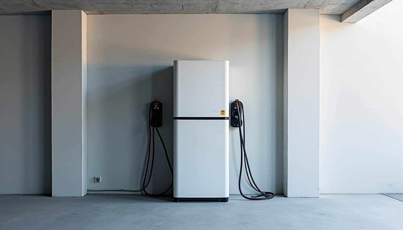 Borne de recharge électrique installée dans un garage à Nieuil-l’Espoir