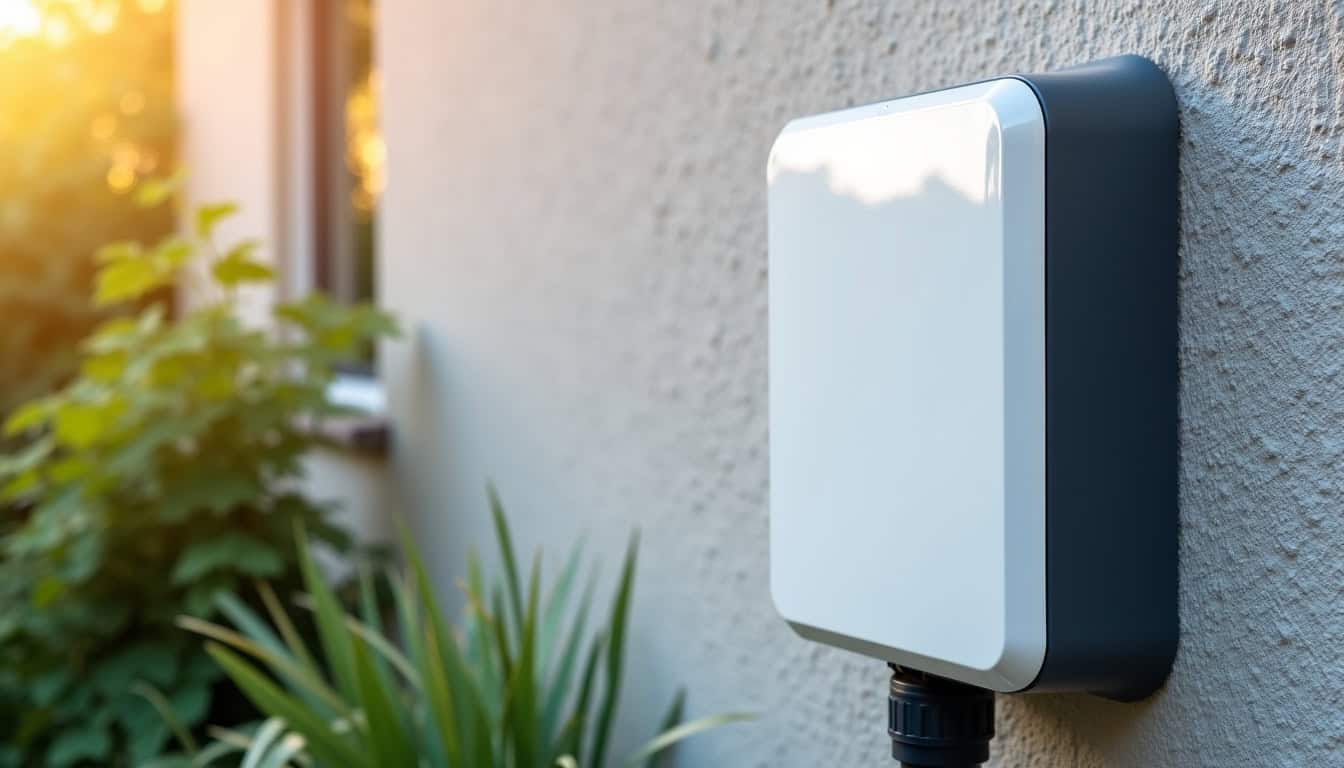 Borne de recharge électrique installée dans un jardin résidentiel à Carling