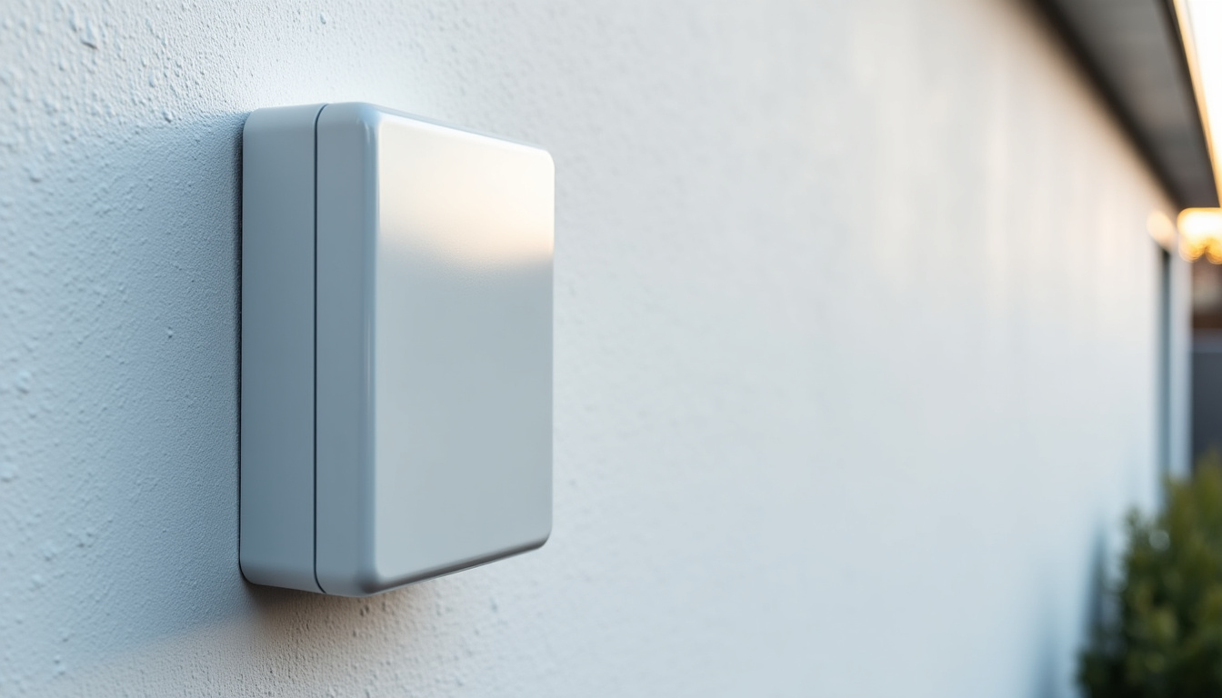 Borne de recharge électrique installée sur le mur extérieur d