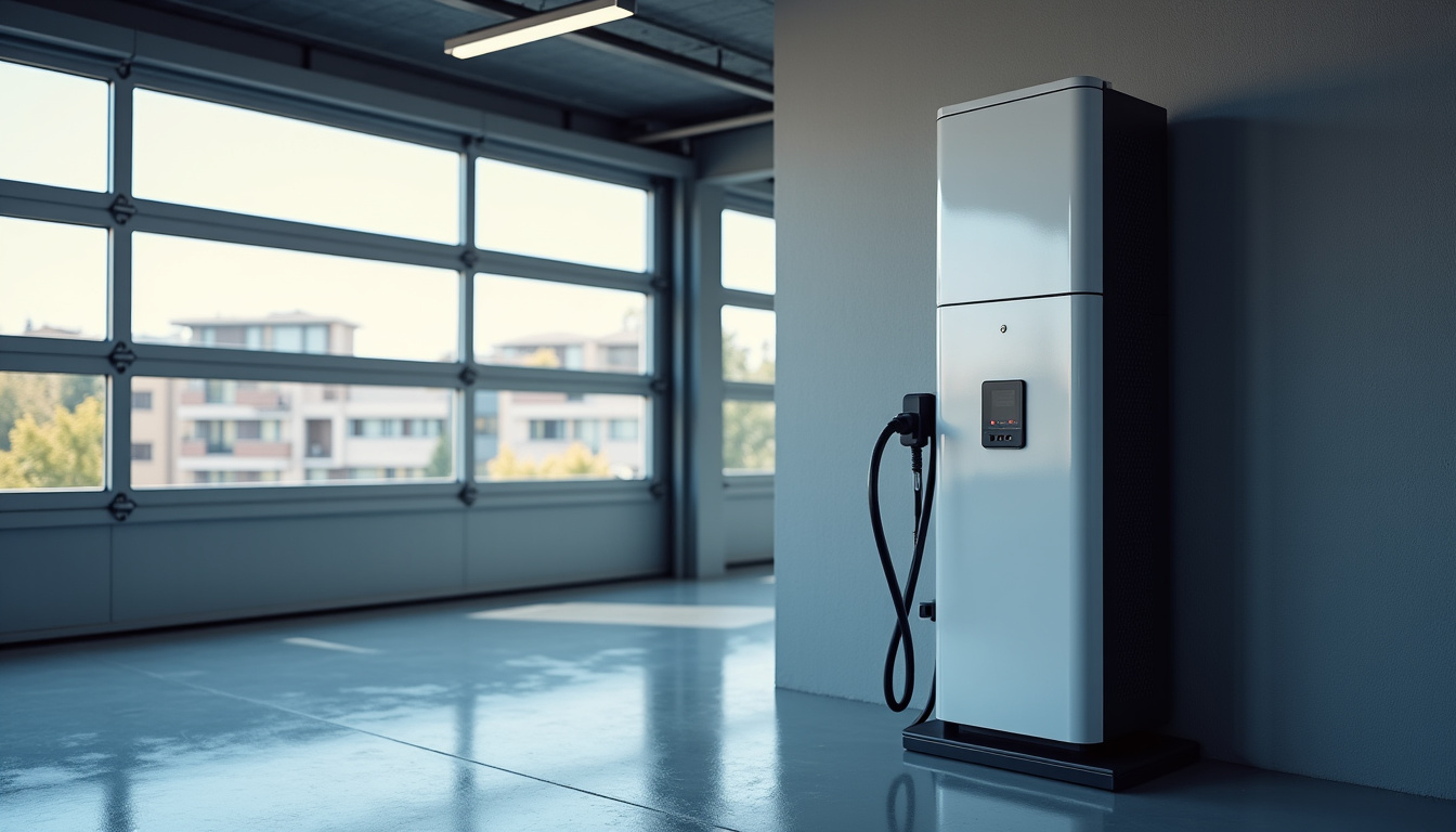 Borne de recharge installée dans un garage à Crosne