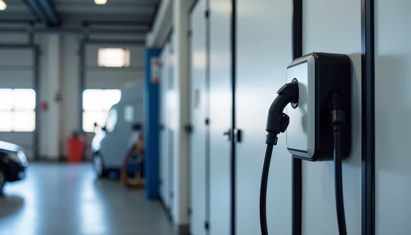 Borne de recharge installée dans un garage à Hauteville-lès-Dijon