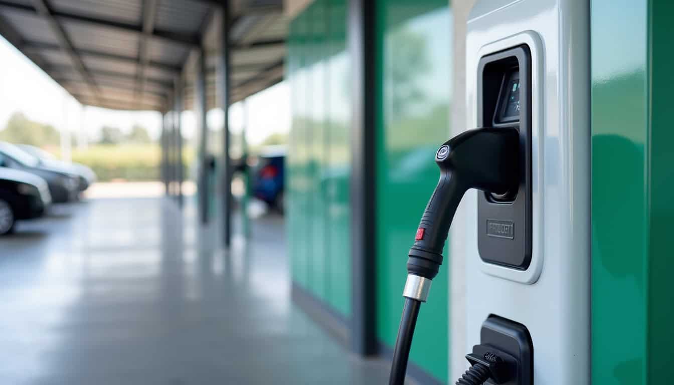 Borne de recharge publique située au parking Marcel Coudray à Seiches-sur-le-Loir