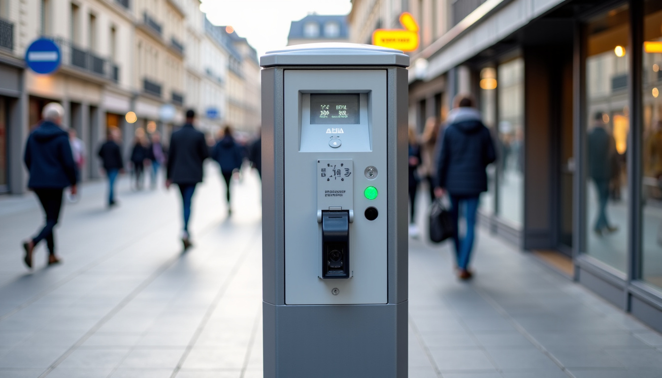 Borne de recharge publique située sur la place de la mairie à Saint-Paul-les-Fonts
