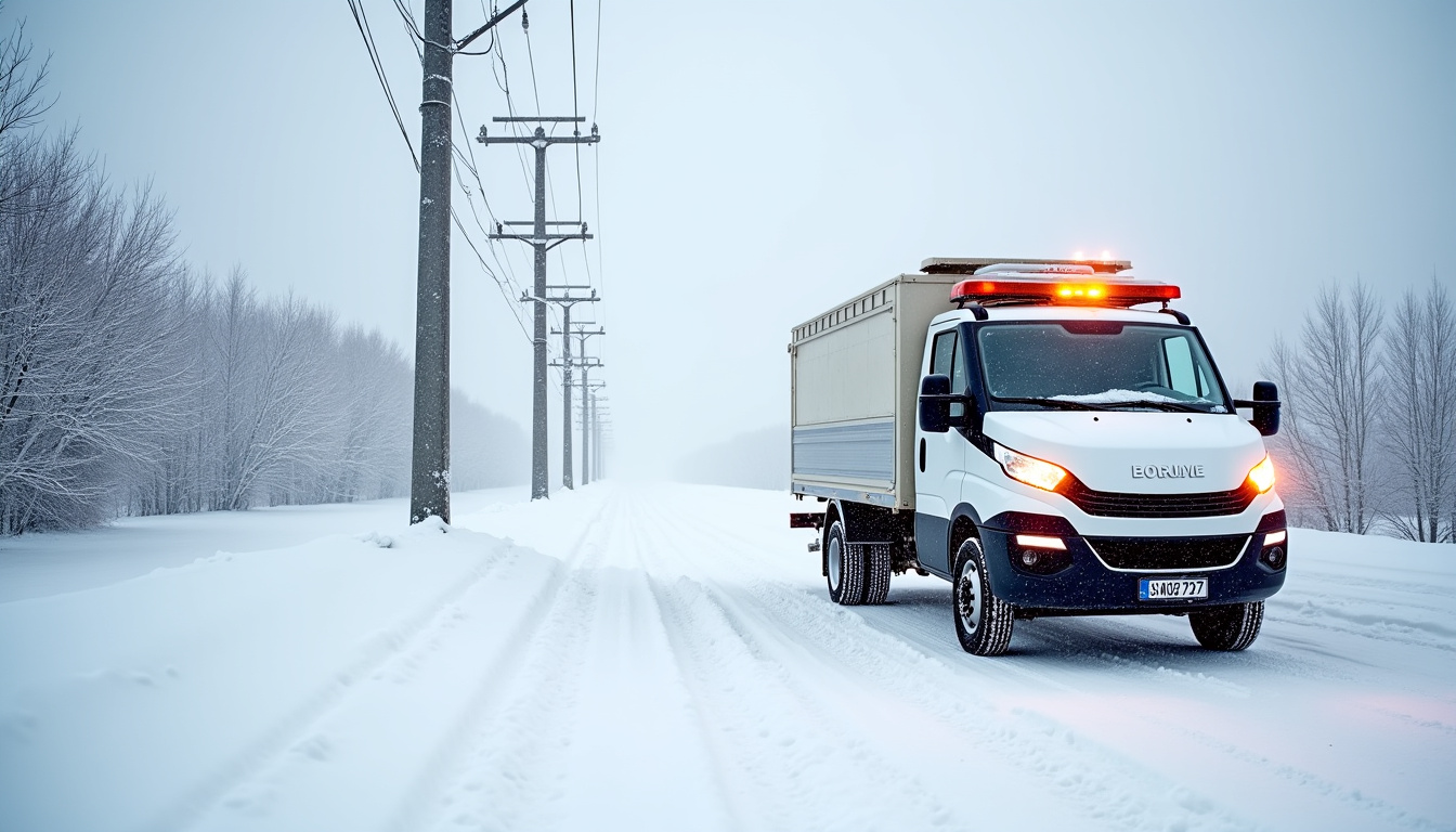 Borne électrique fonctionnelle en hiver à Crots, sous la neige, avec un véhicule en charge