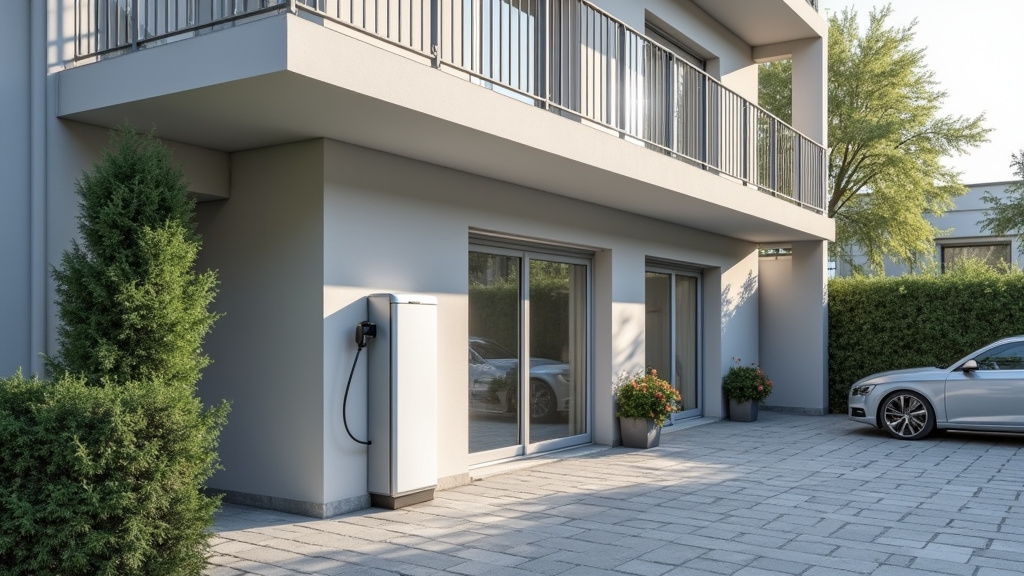 Borne électrique installée dans un parking de copropriété à Vouziers