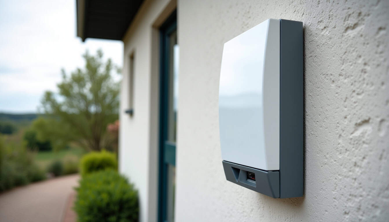 Borne électrique installée sur un mur extérieur à Claret, en milieu rural