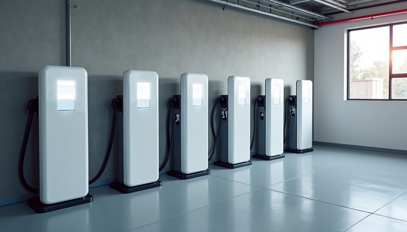 Différents modèles de bornes de recharge électrique posées dans un garage