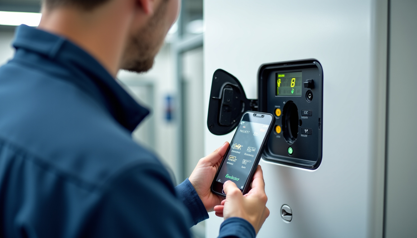 Électricien certifié IRVE en train de tester une borne de recharge nouvellement installée à Collobrières