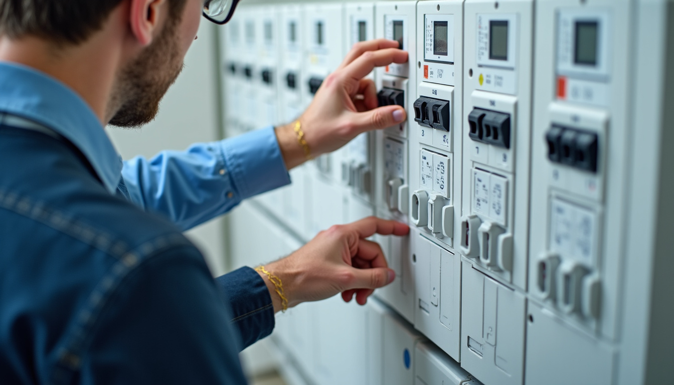 Électricien vérifiant le tableau électrique pour l