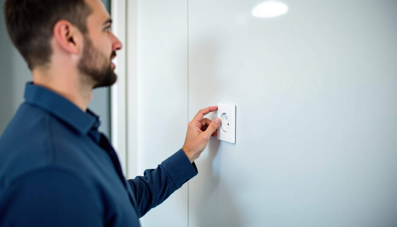 Technicien certifié IRVE vérifiant le tableau électrique avant installation d