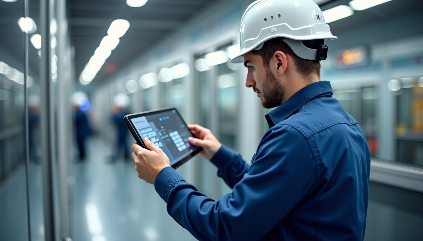 Technicien en train de vérifier le bon fonctionnement d