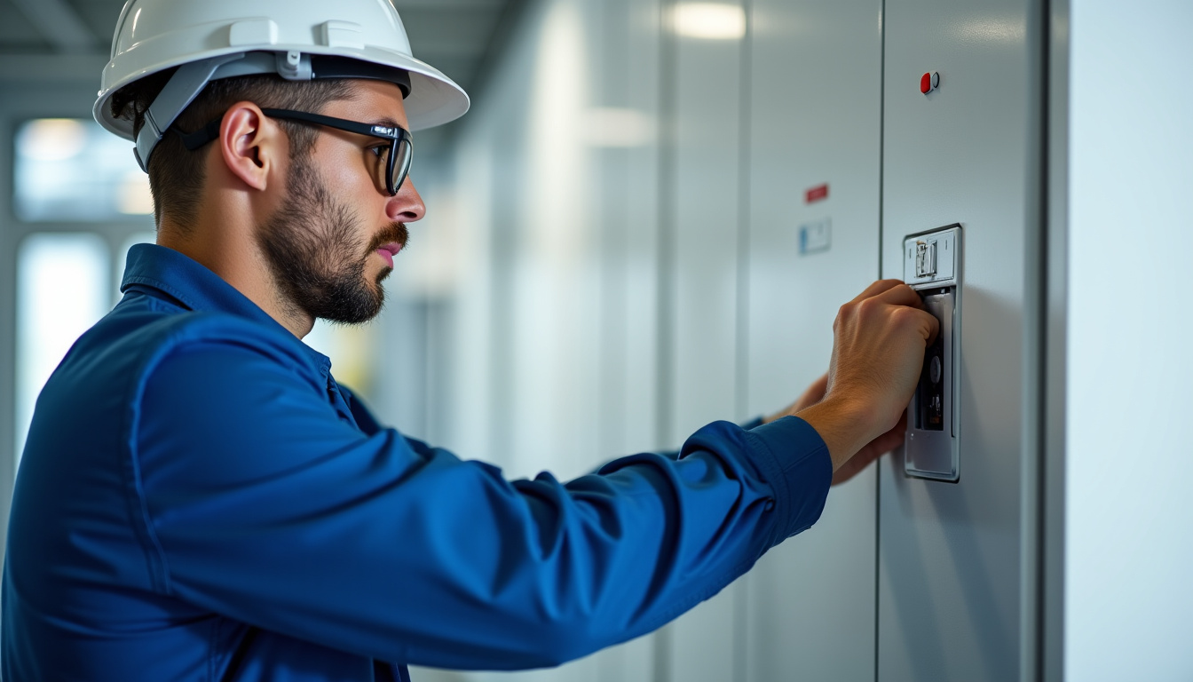 Technicien en train de vérifier le tableau électrique d