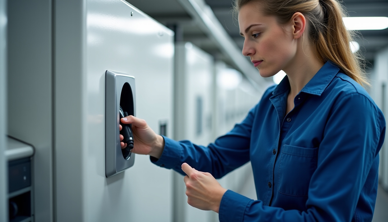 Technicien en train de vérifier une borne de recharge à Seboncourt