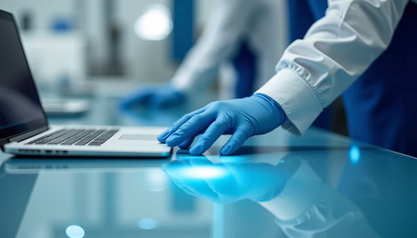 Technicien vérifiant la connectique d