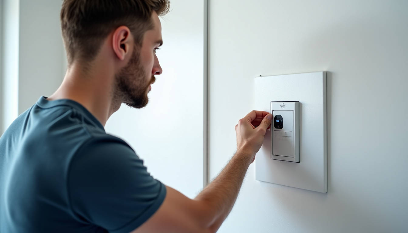 Un installateur professionnel vérifie le tableau électrique avant installation d