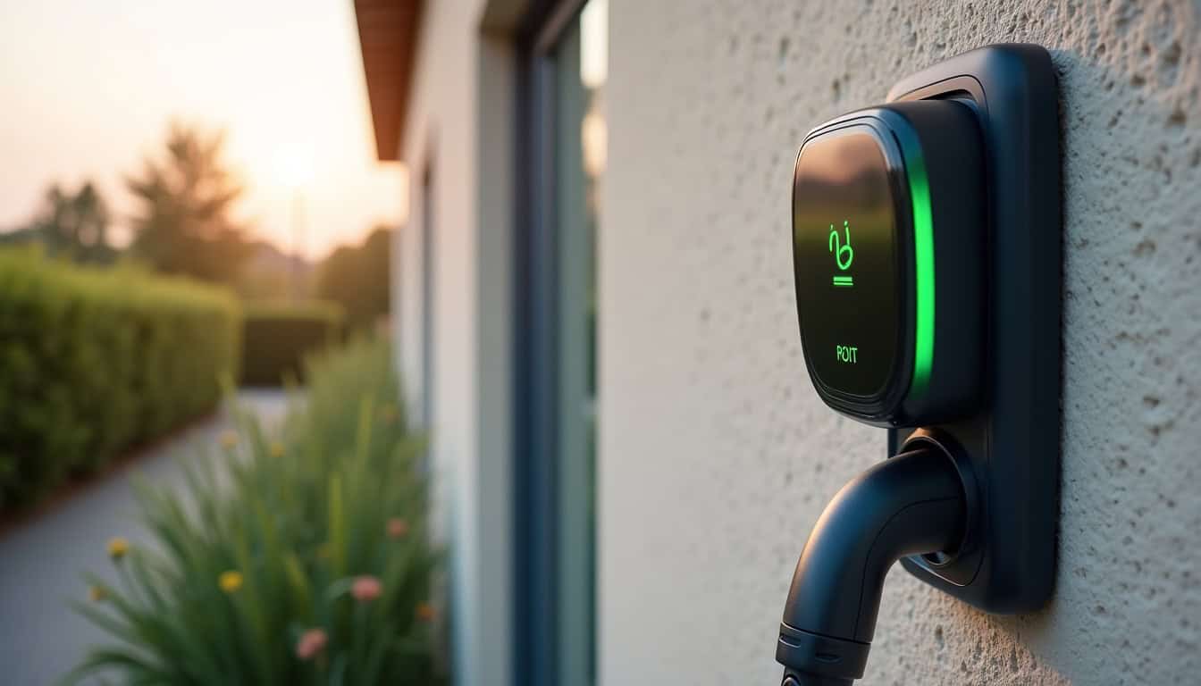 Borne de recharge électrique connectée à un système photovoltaïque à Andé