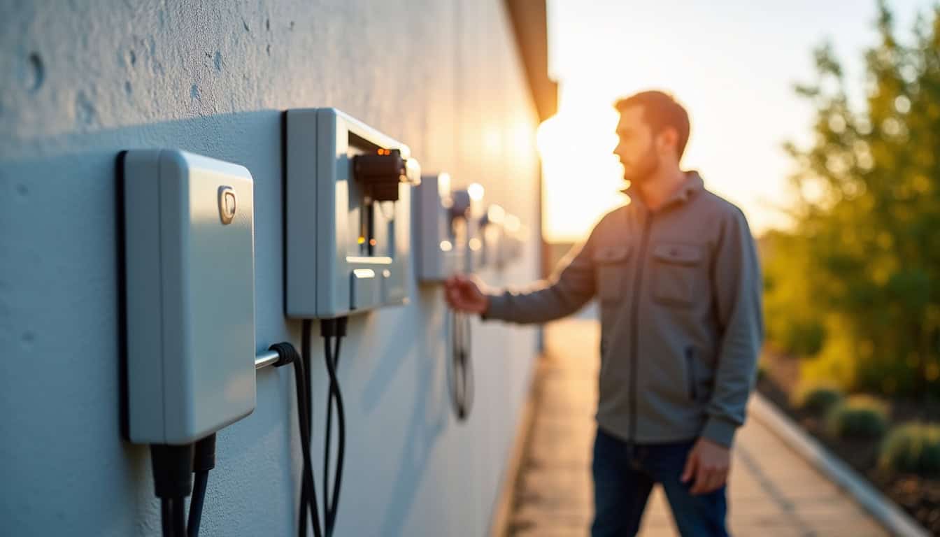 Borne de recharge électrique couplée à un système de panneaux solaires à Saint-Mitre-les-Remparts