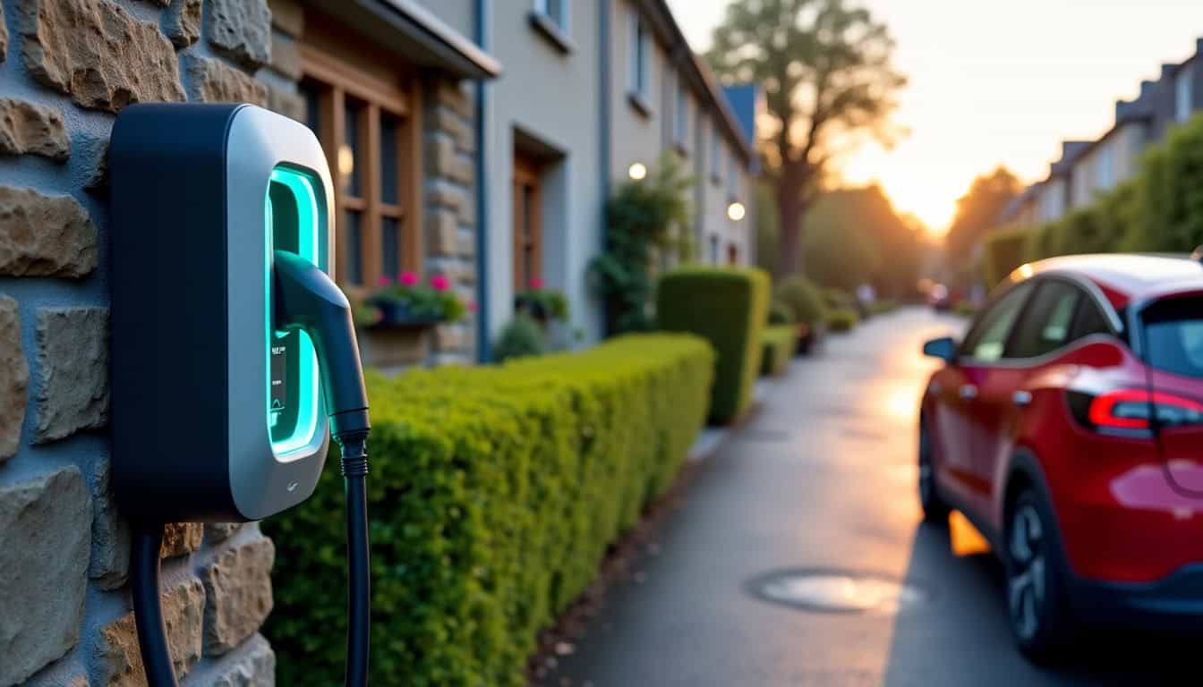 Borne de recharge électrique en fonctionnement à Locmaria-Plouzane