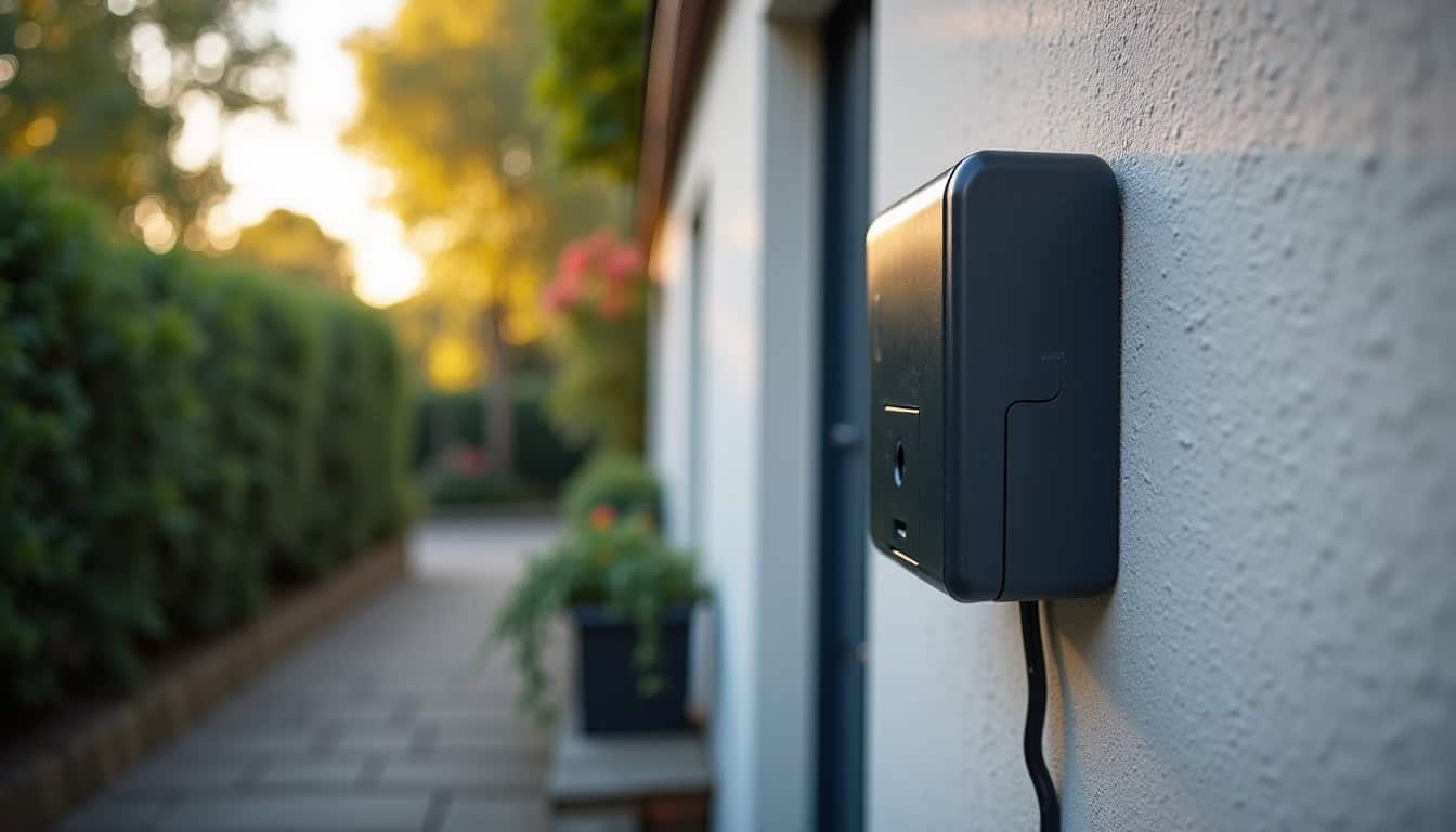 Borne de recharge électrique installée dans un garage privé à Gorron