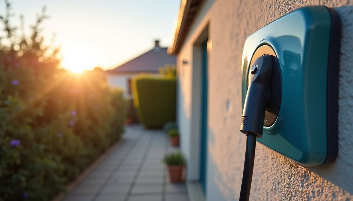 Borne de recharge électrique installée devant une maison à Lège-Cap-Ferret