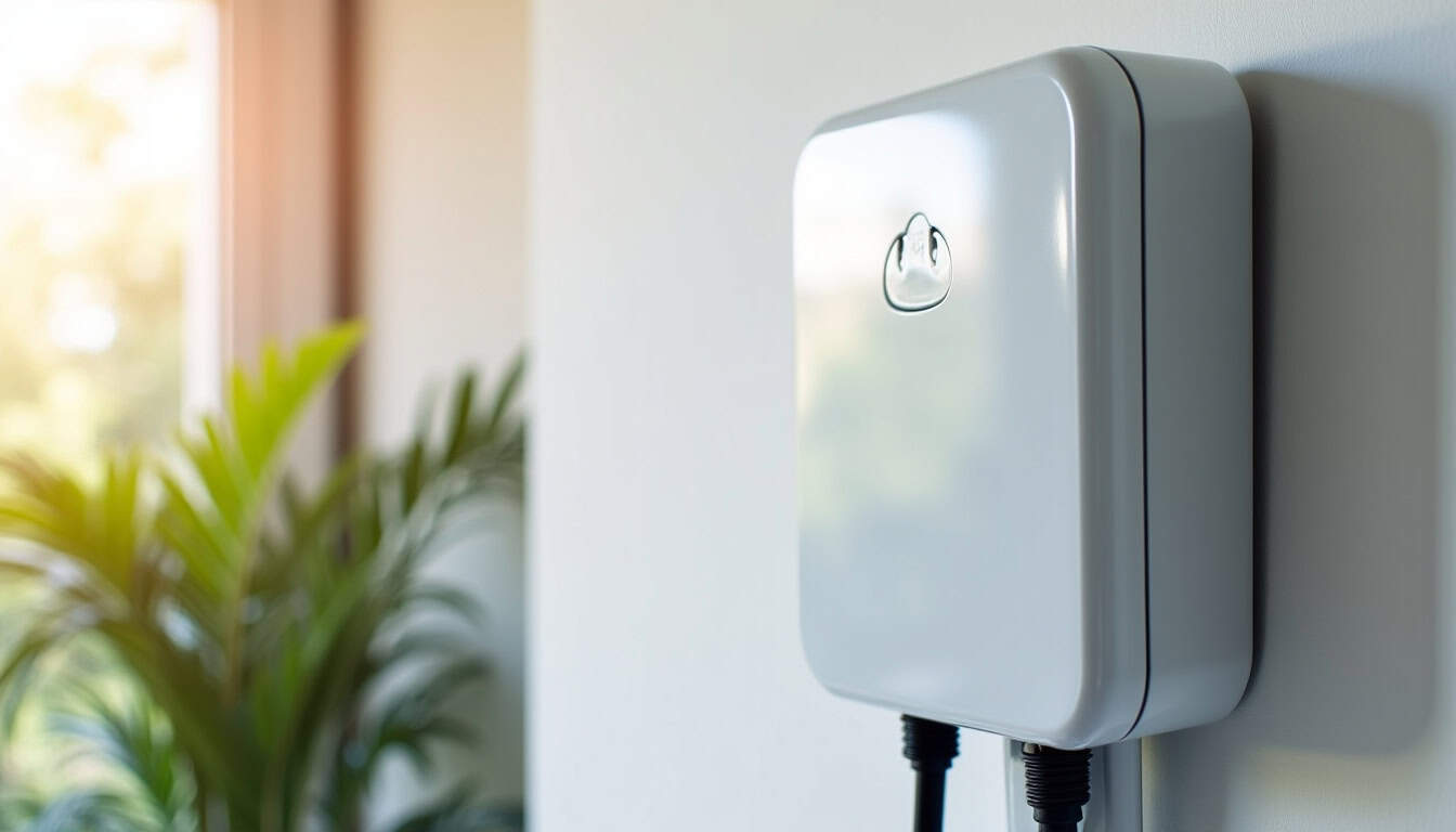 Borne de recharge électrique installée et en fonctionnement dans une maison à Montaut