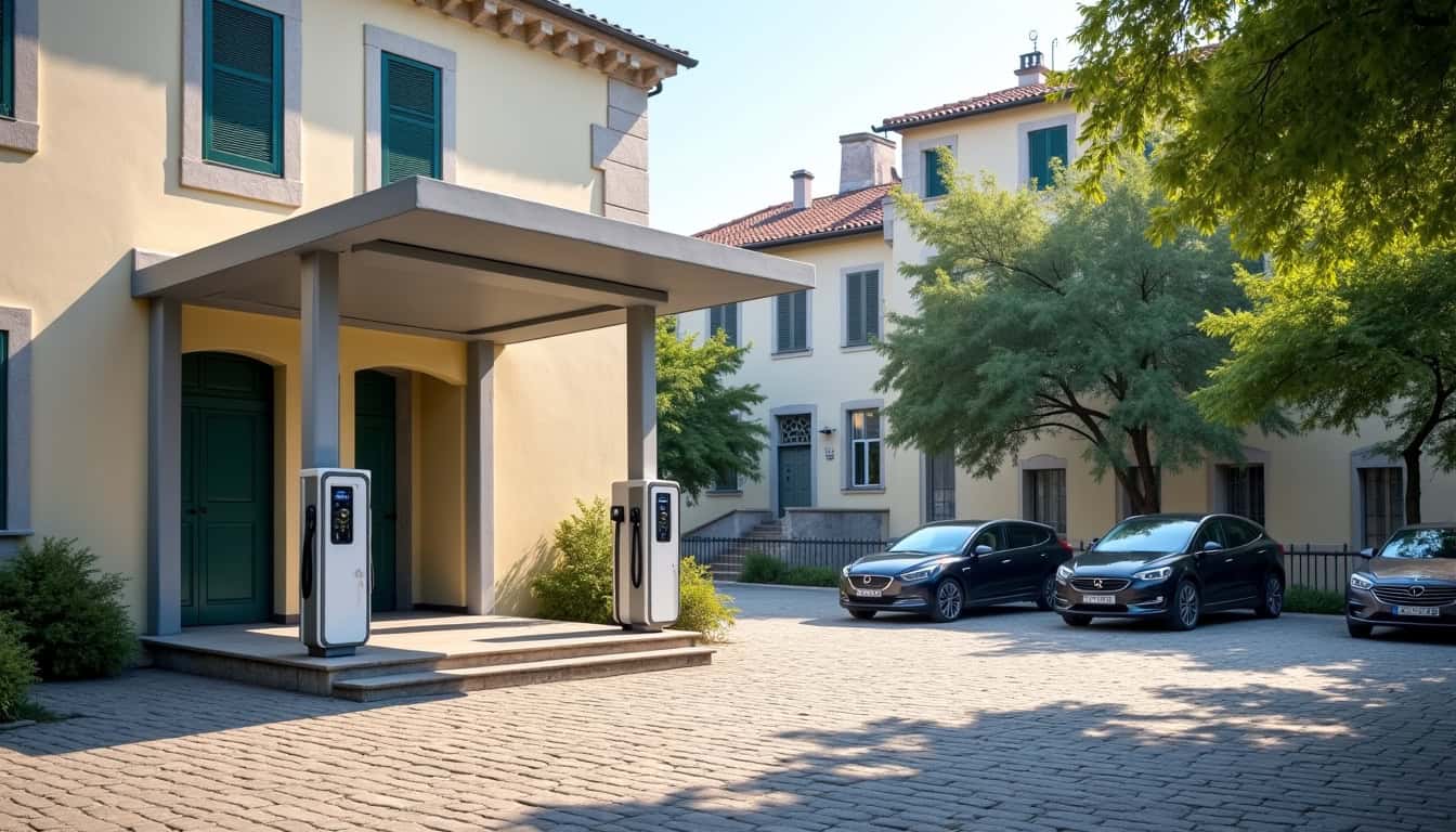 Borne de recharge électrique installée Place de la Mairie à Menetou-Salon