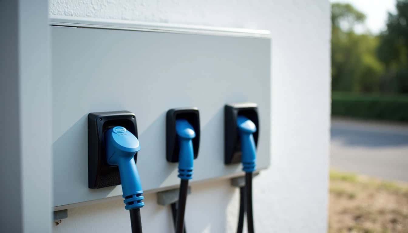 Borne de recharge électrique installée sur la rue Saint-Denis à La Ferté Macé