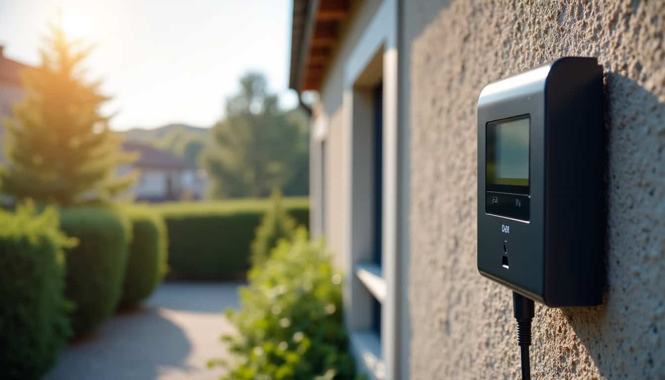 Borne de recharge électrique installée sur un mur extérieur à Manosque