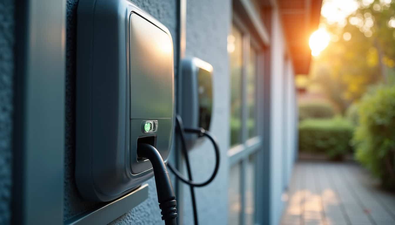 Borne de recharge installée dans un garage privé à Plaine-et-Vallées