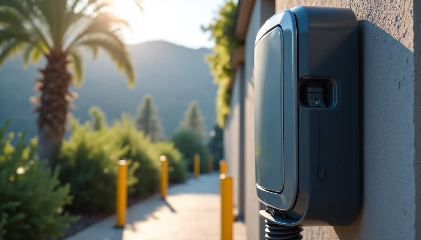 Borne de recharge installée dans un parking privé à Manosque