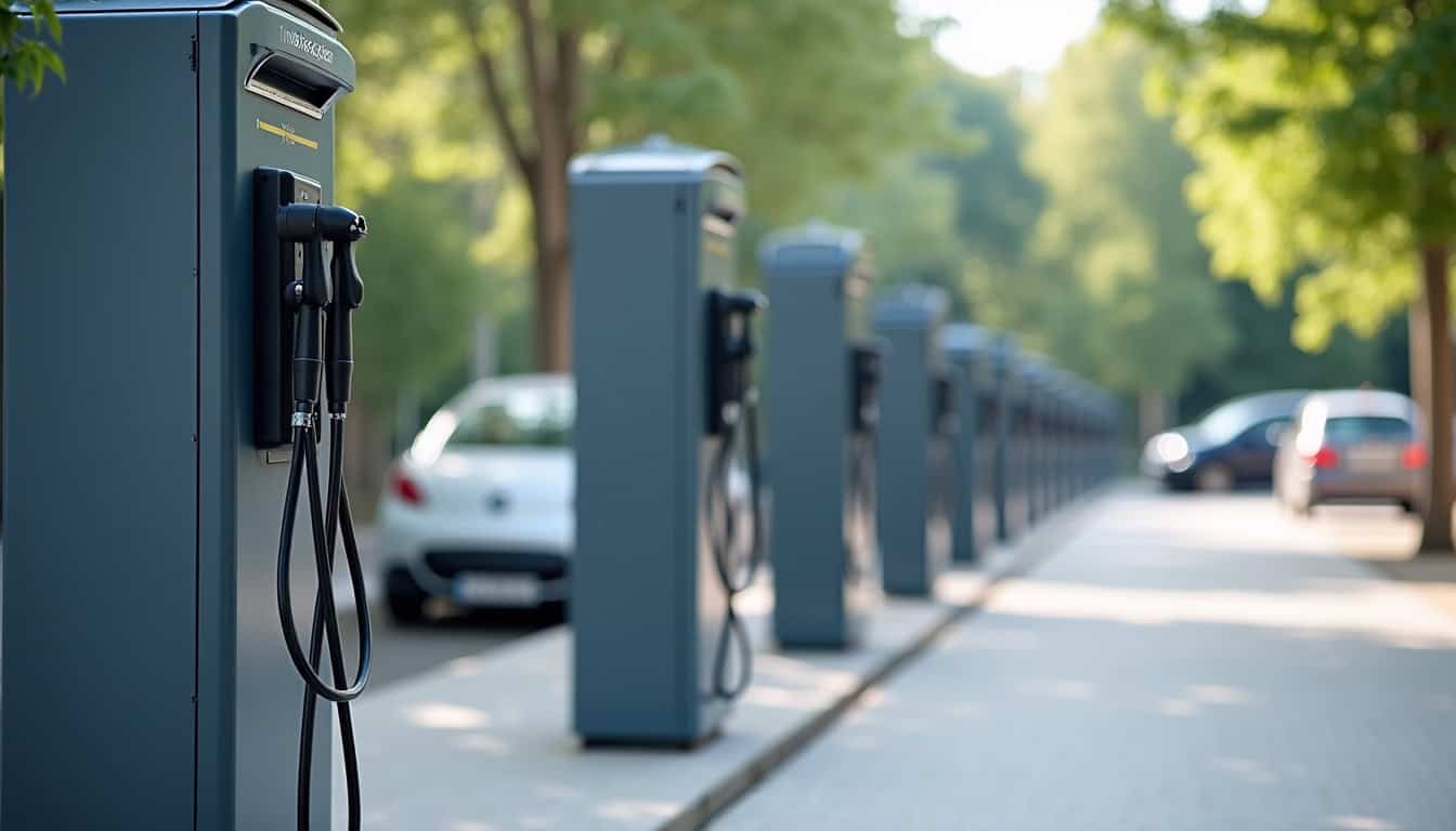 Borne de recharge pour vélos électriques située à l