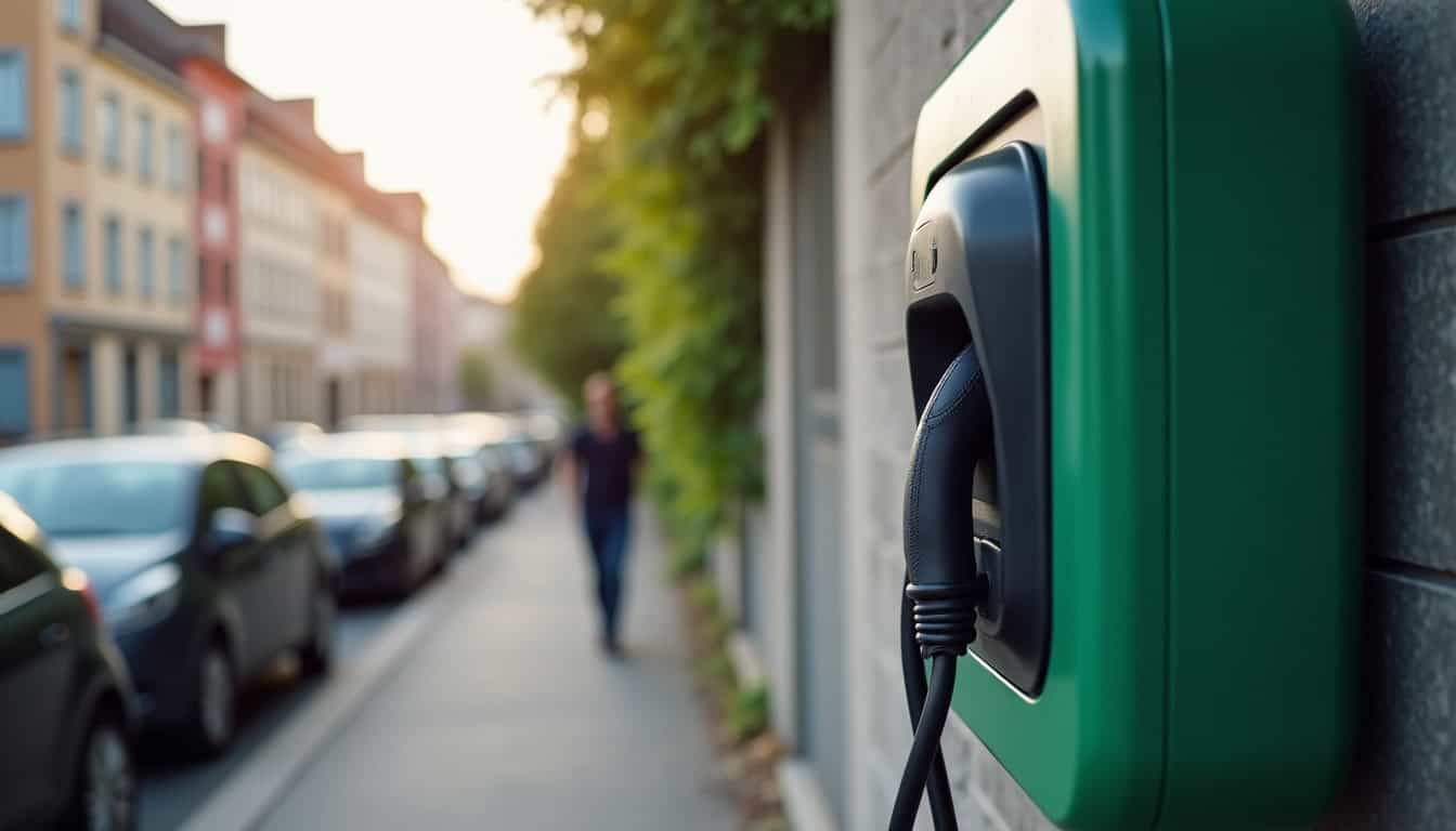 Borne de recharge publique située rue Clemenceau à Tucquegnieux
