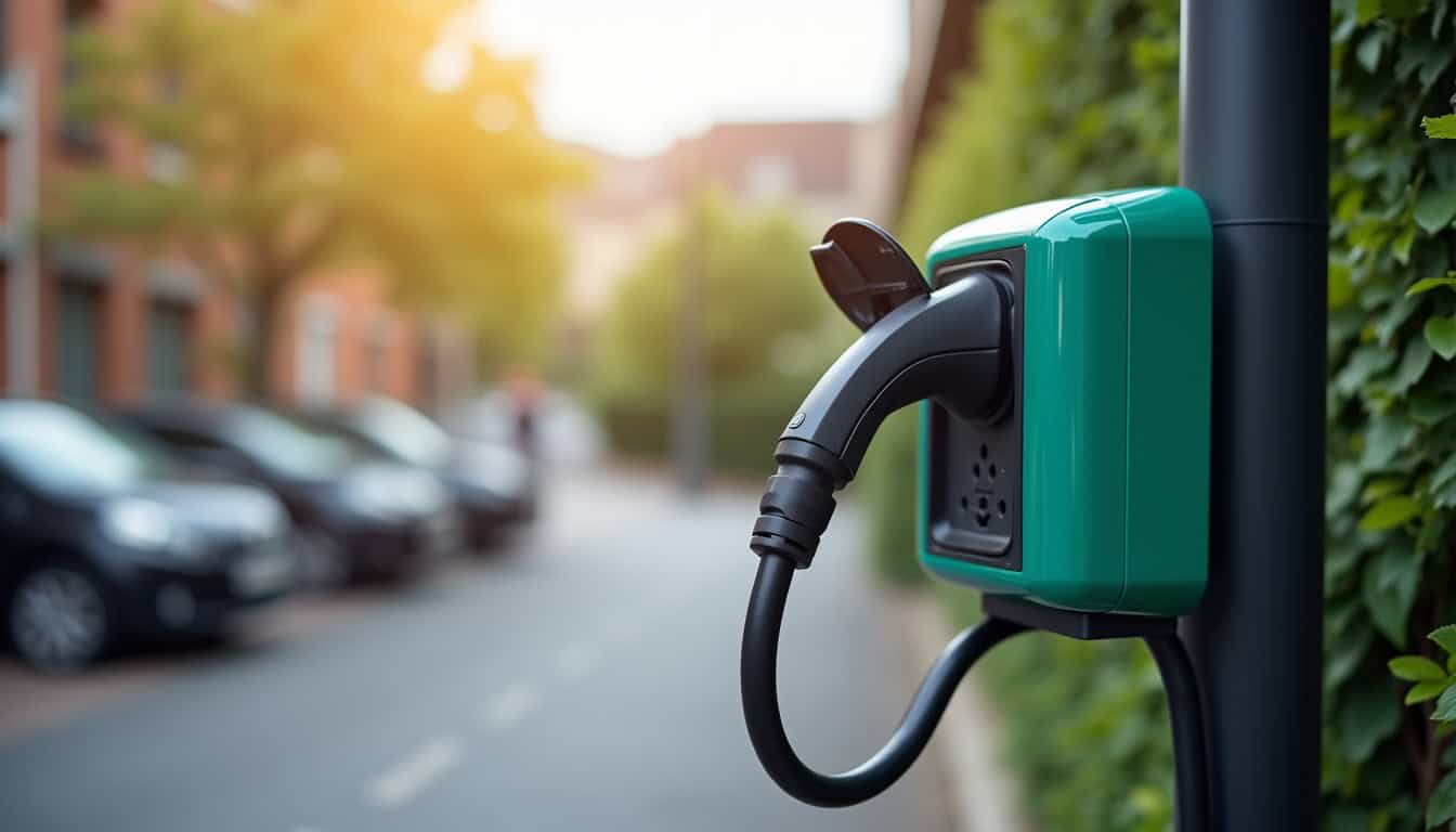 Borne de recharge publique située rue René Cassin à Saint-Just-en-Chevalet