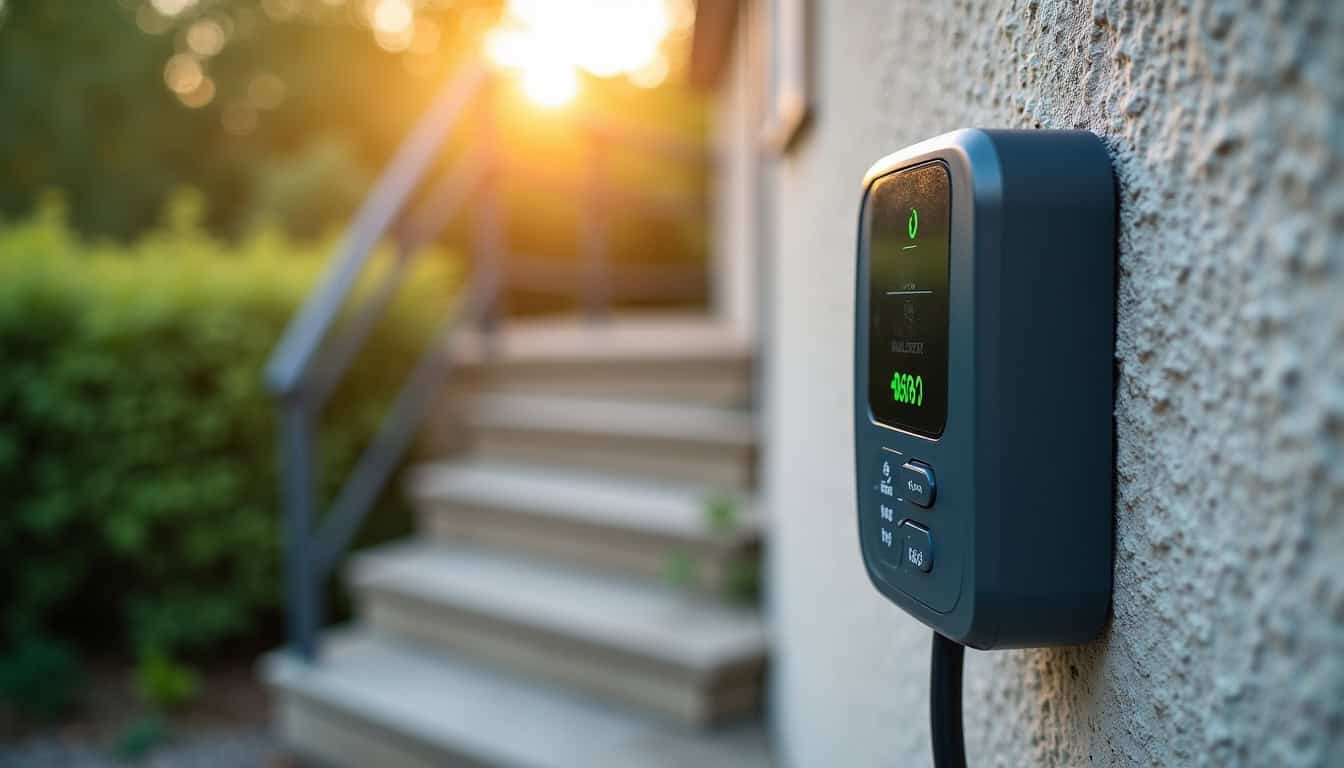 Borne électrique installée devant une maison à Cosne-Cours-sur-Loire