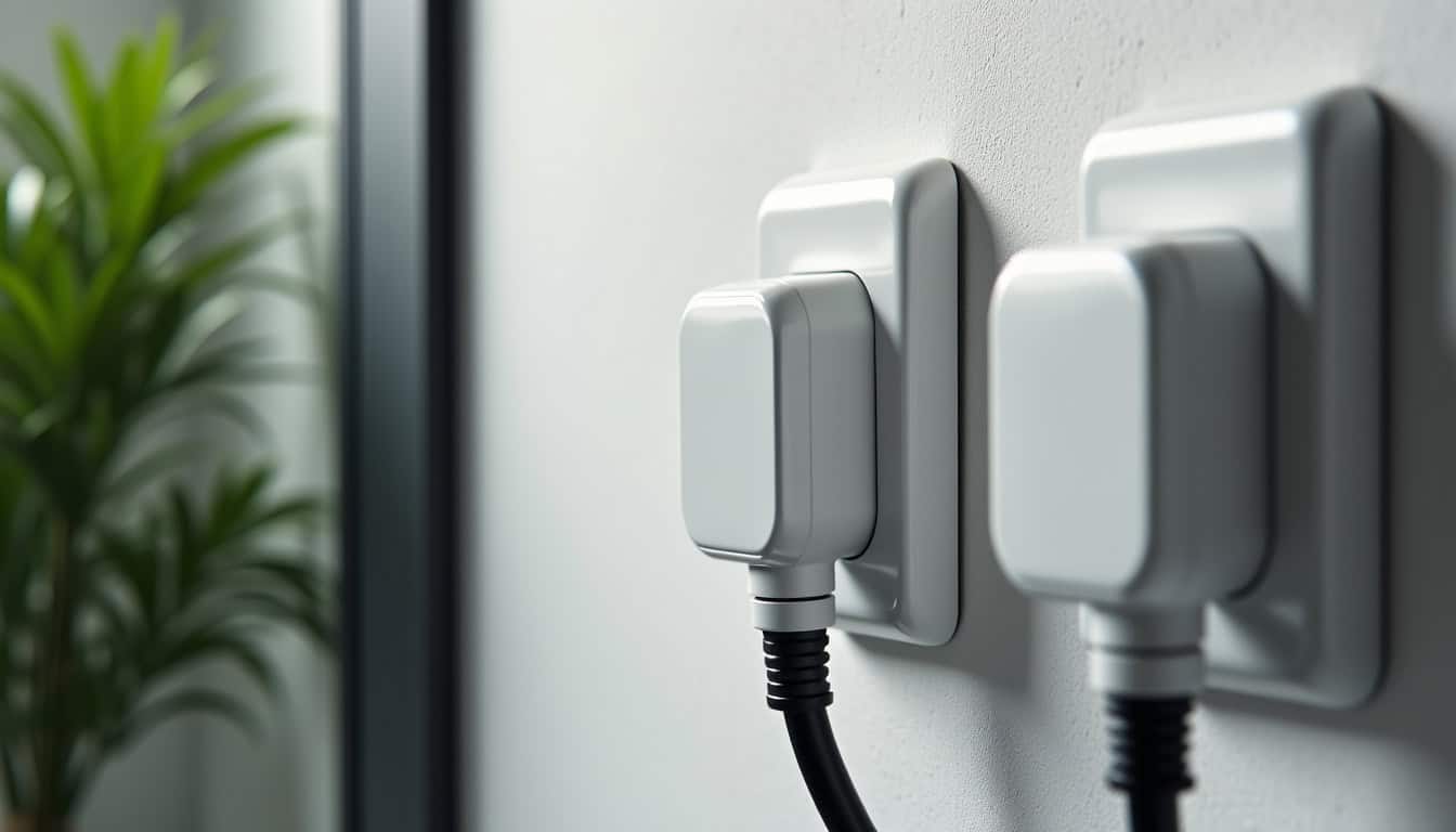 Comparaison visuelle des différents types de bornes de recharge: prise renforcée, wallbox standard, borne connectée intelligente