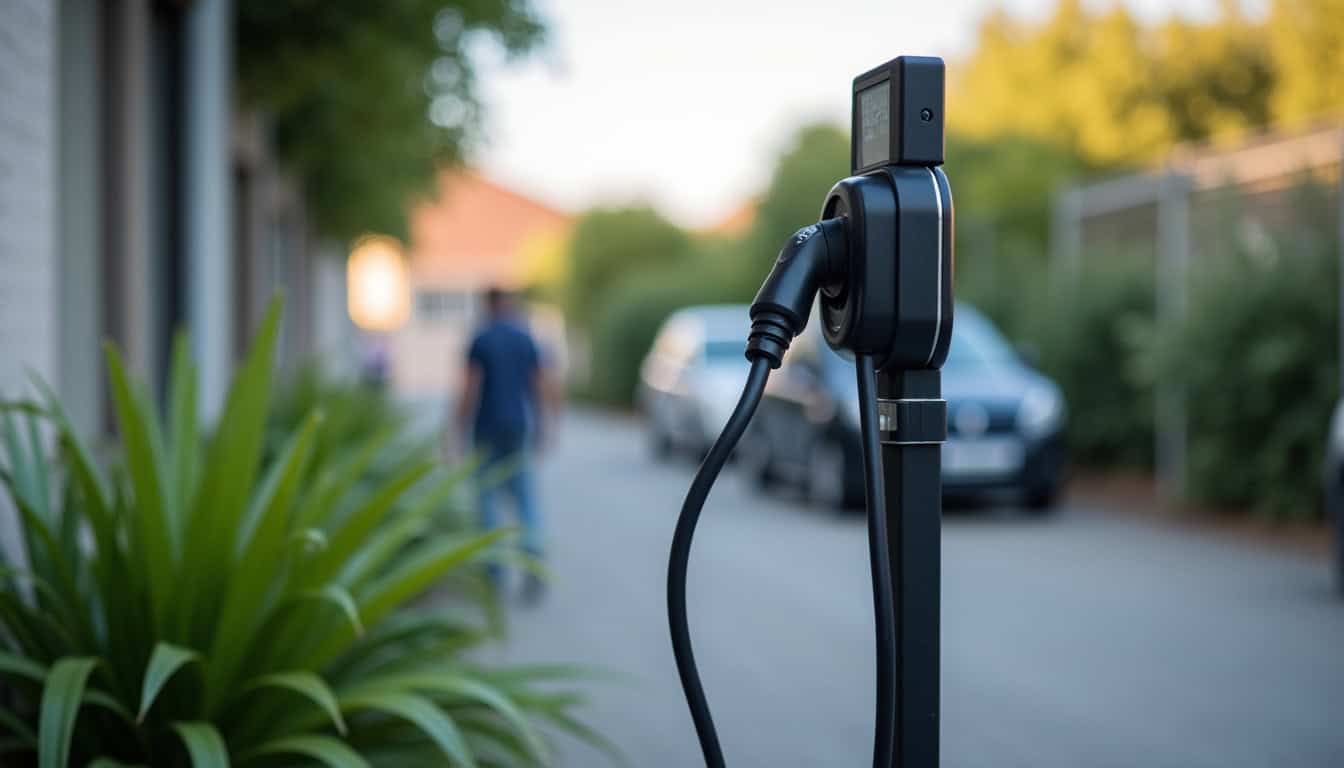 Différents modèles de bornes de recharge pour véhicules électriques installées à Sérézin-du-Rhône