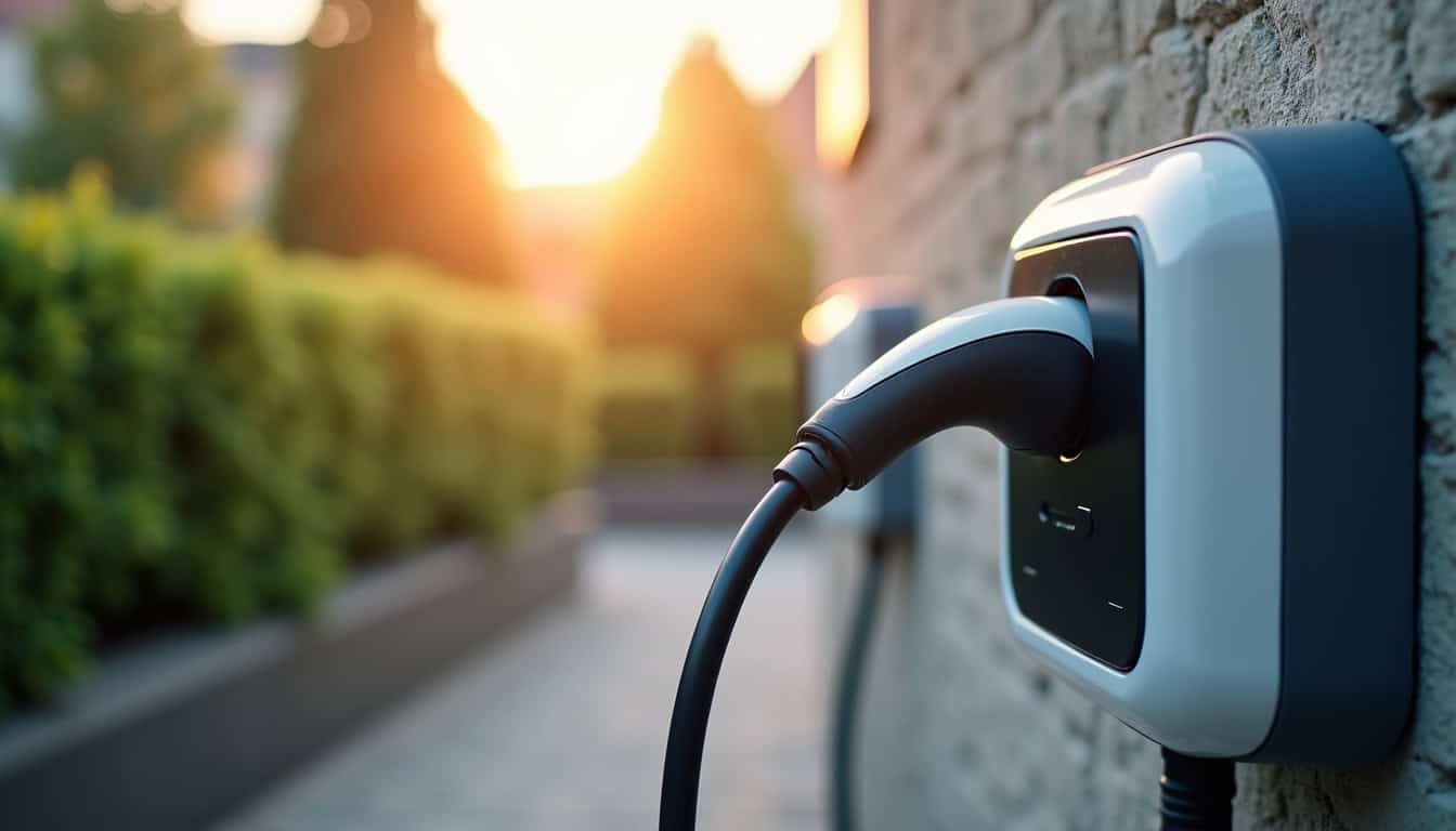 Document de réglementation posé sur une borne de recharge électrique à La Frette-sur-Seine