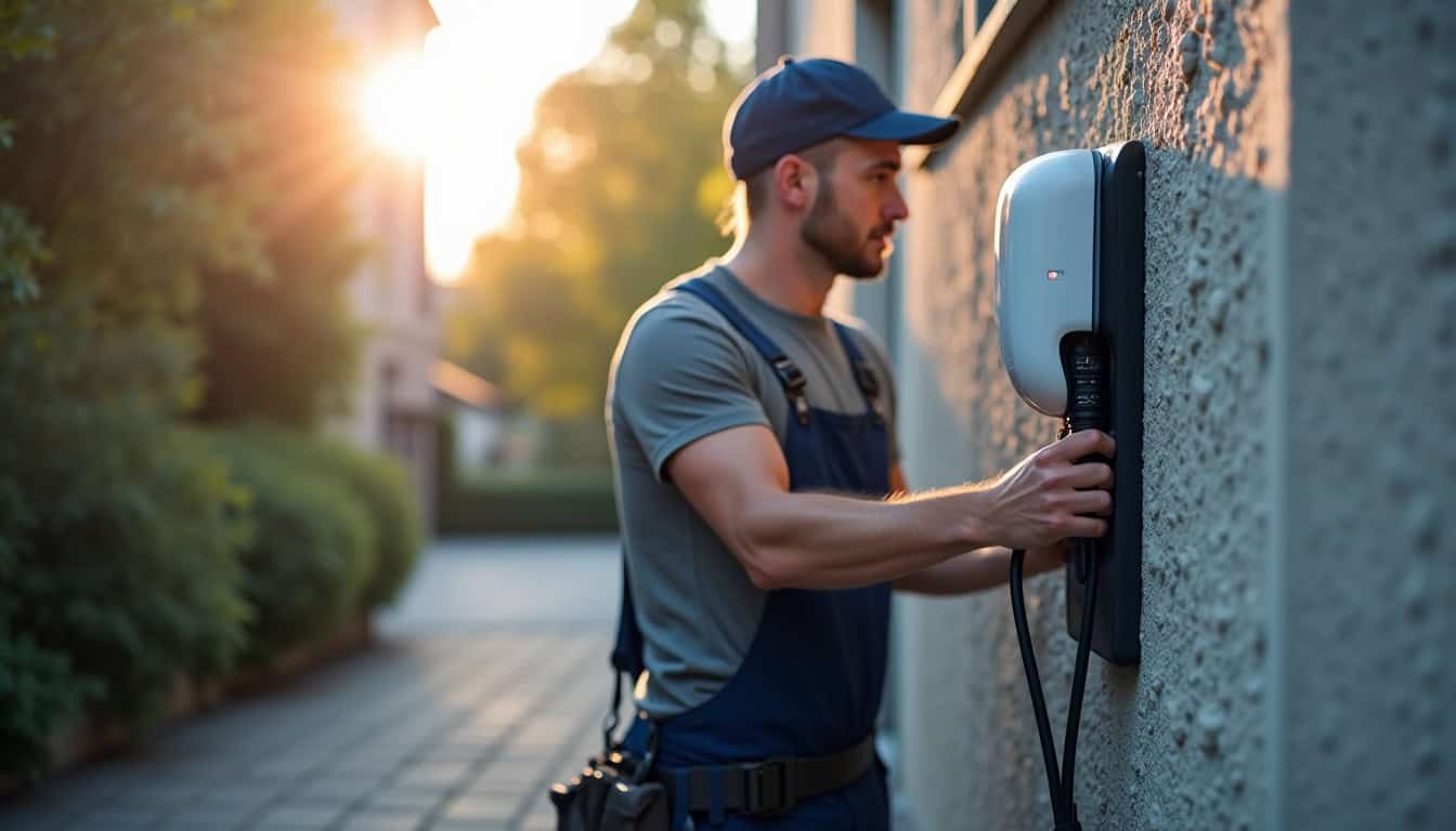 Électricien en train d