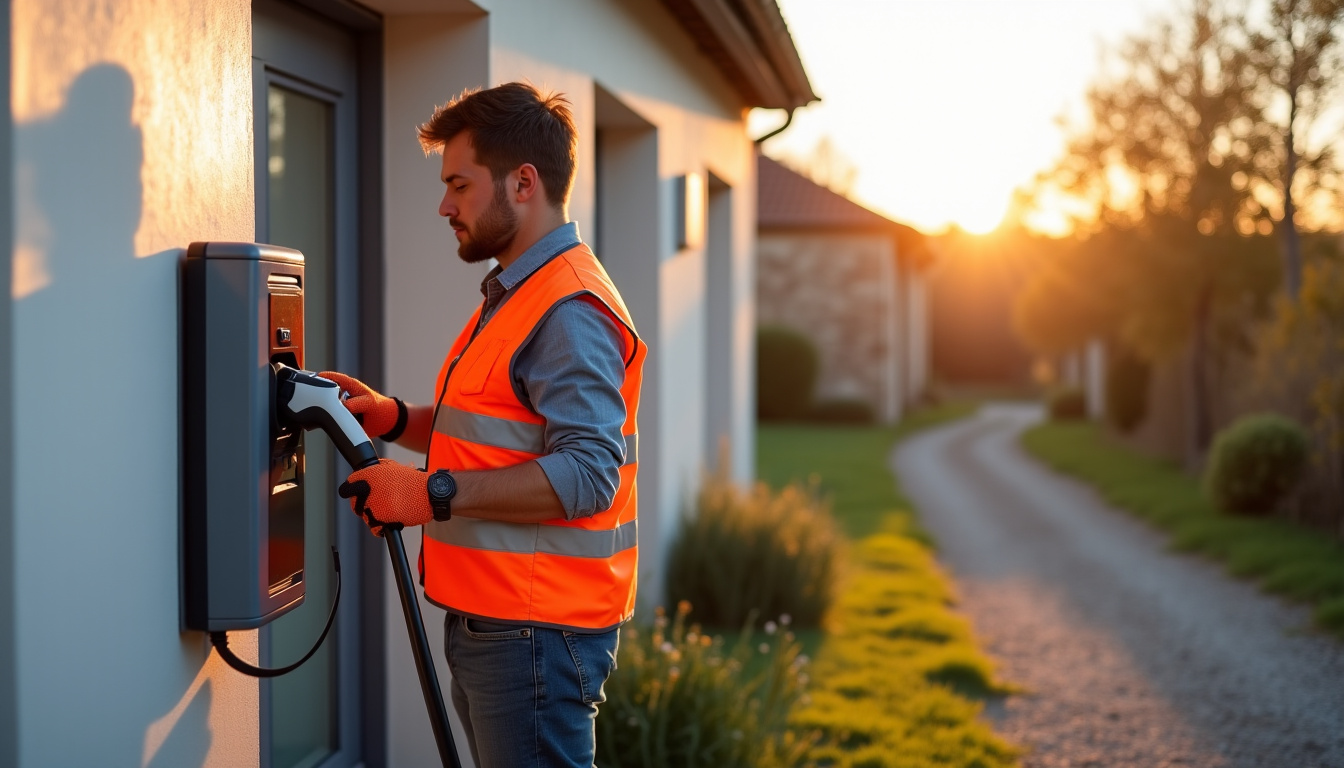 Électricien en train d