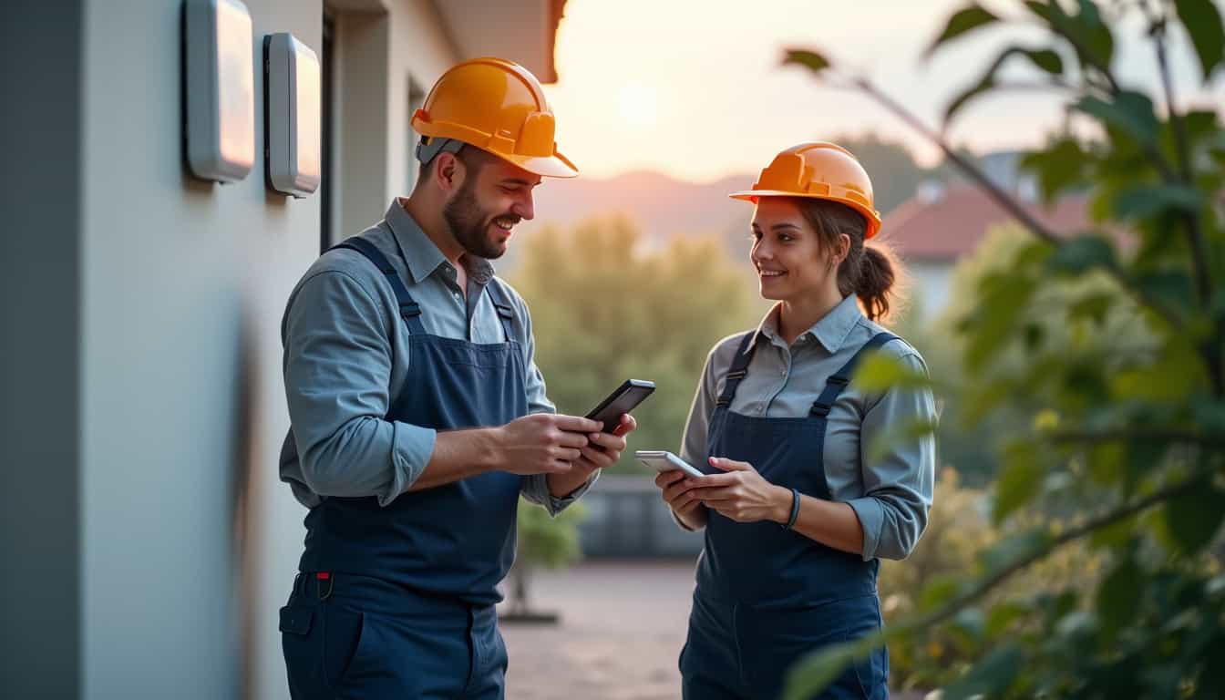 Intervention d’un installateur certifié IRVE lors de l’installation d’une borne de recharge à Poissy