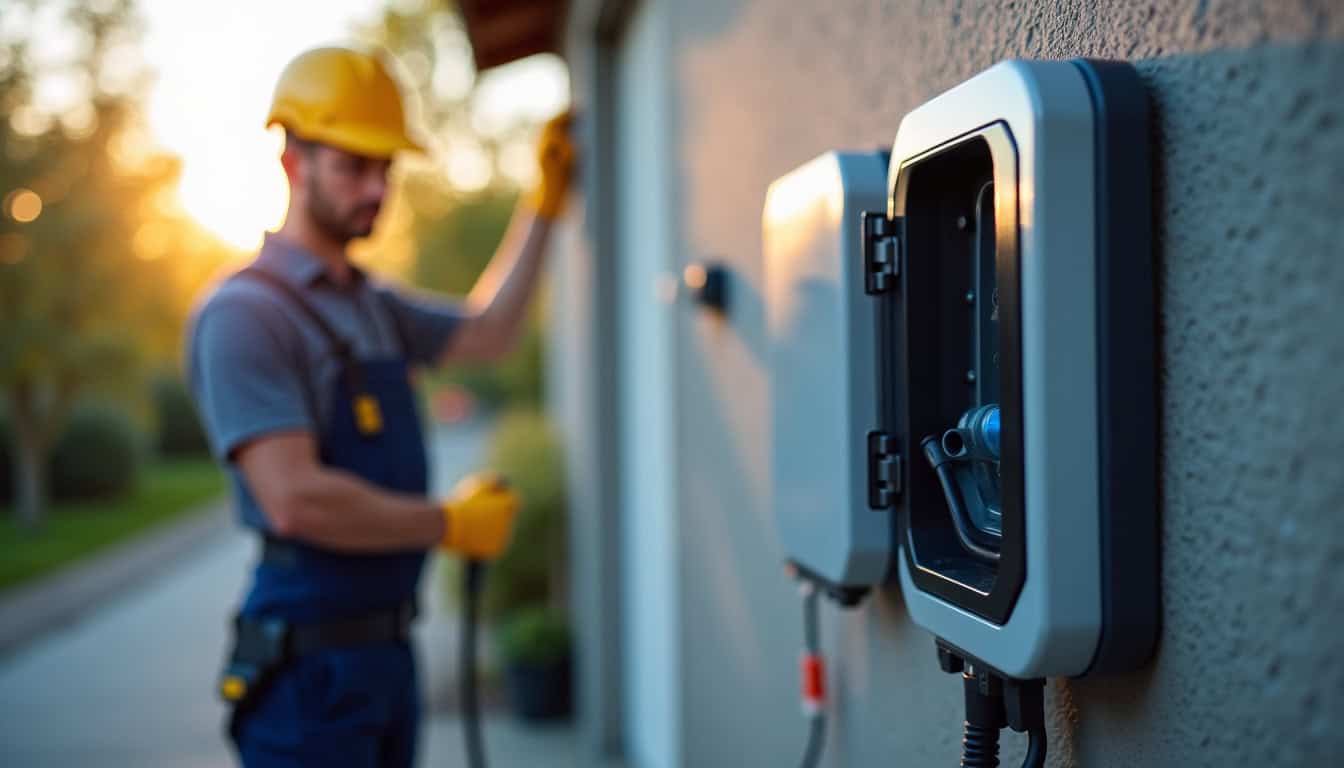 Technicien effectuant un contrôle de maintenance sur une borne de recharge à Valenciennes
